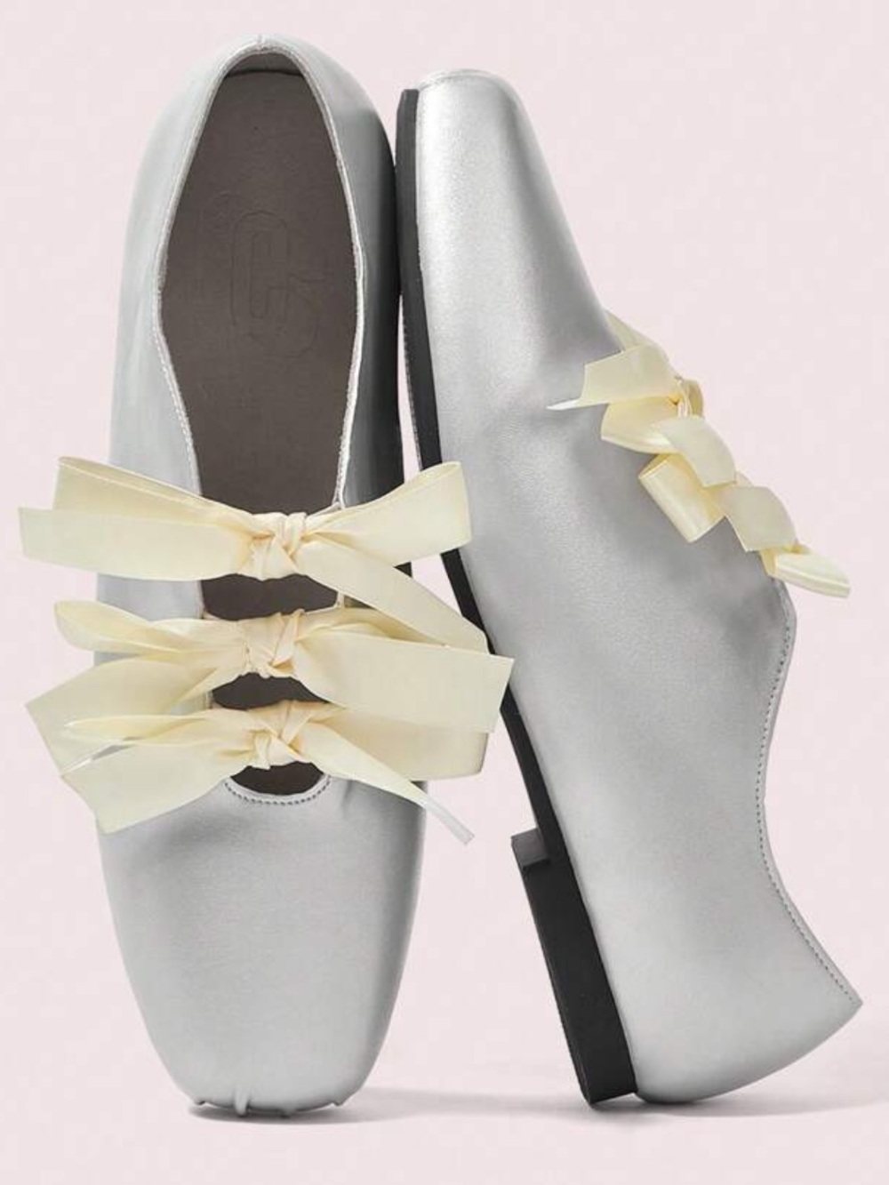 Satin Ballet-Style Flats with Ribbon Bows